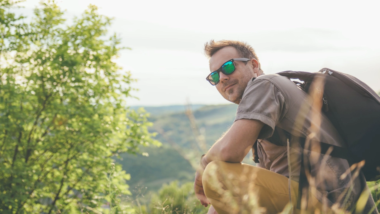 Wanderer macht eine Pause