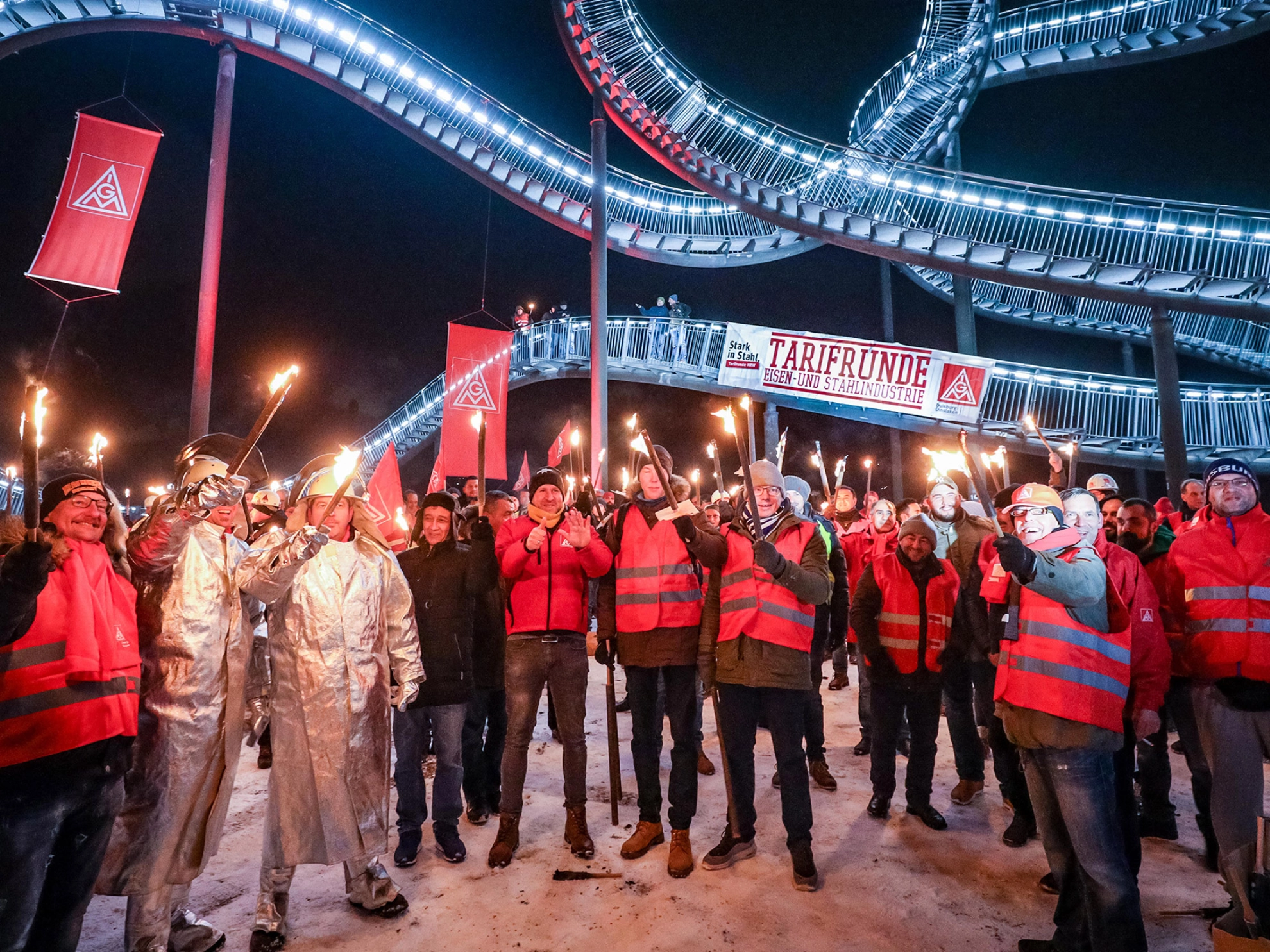 Nachtaktion - Tarifrunde Stahl 2019 in Duisburg